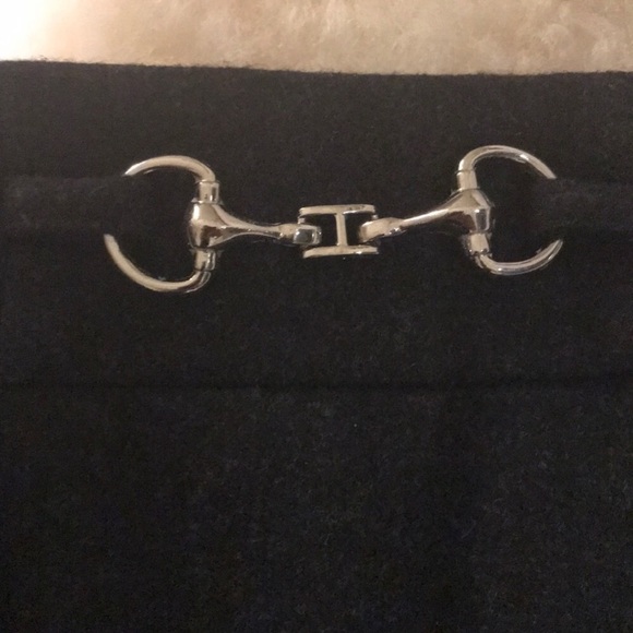 🖤Magaschoni Luxury 100% Wool Over the Knee Horse Bit Belt Skirt Size Large L🖤 - Picture 4 of 6